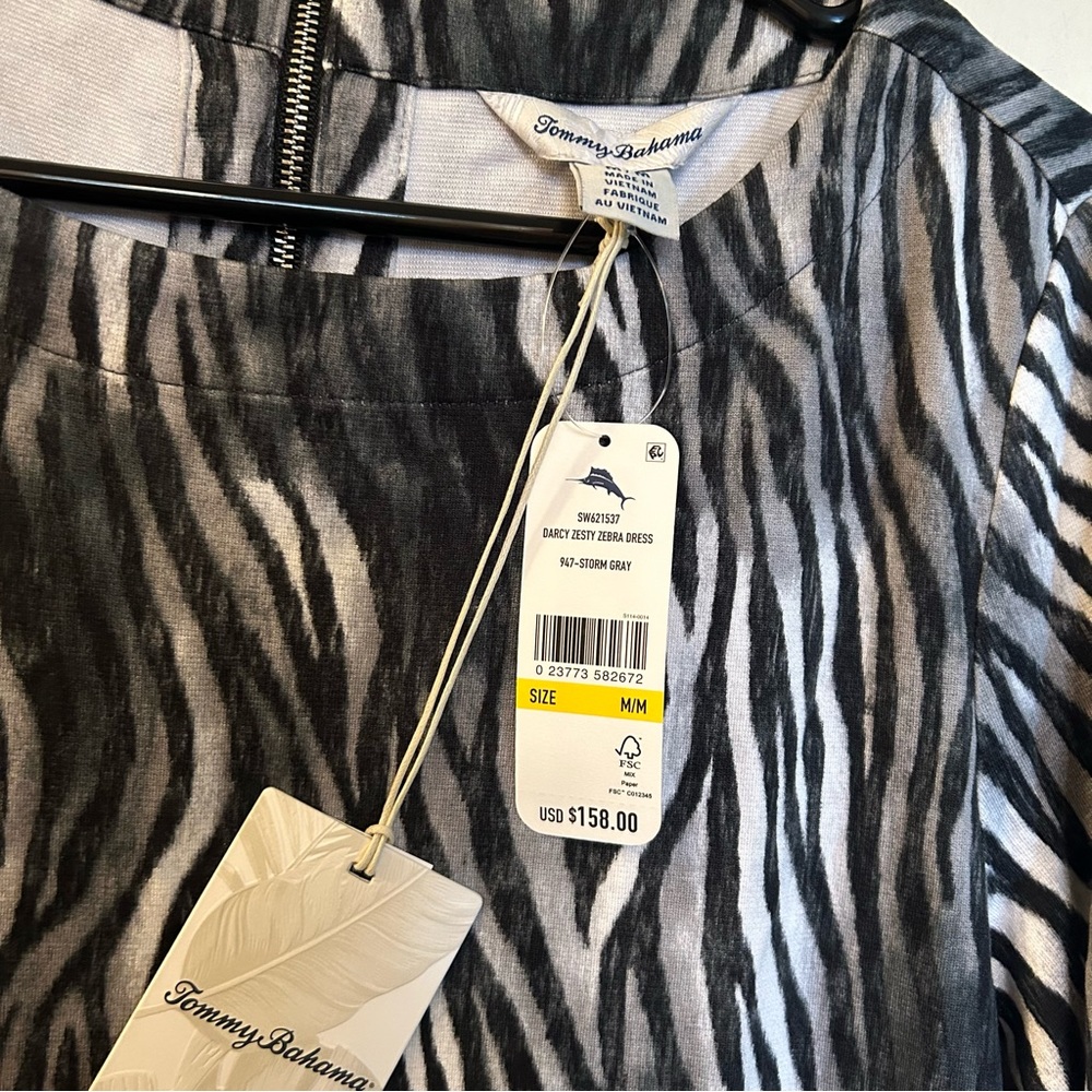 Tommy Bahama - Darcy Zesty Zebra Dress Size: Medium 3/4 Sleeve Dress (NWT) - Picture 10 of 16